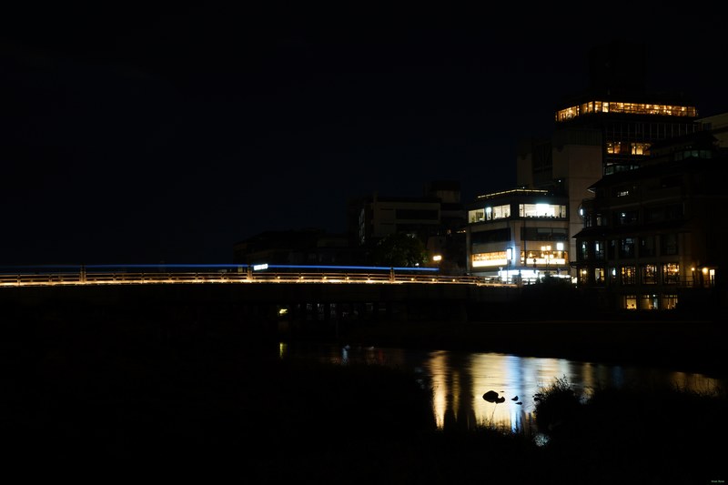 Kyoto - Kamo River By Night Between Bridges - SA701659.editted