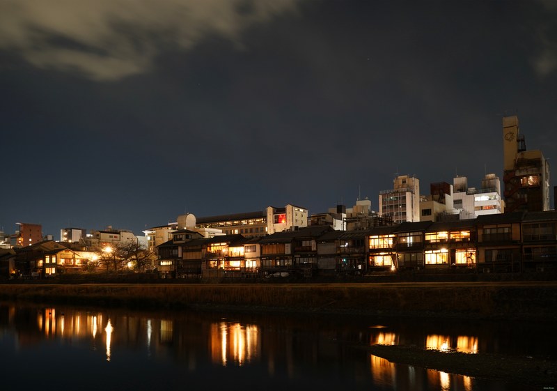 Kyoto - Kamo River By Night Between Bridges - SA701672.editted