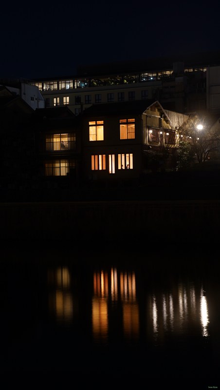 Kyoto - Kamo River By Night Between Bridges - SA701680.nice.editted