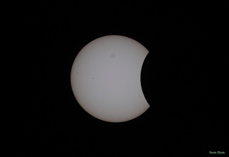 This frame shows a blurry patch which at first I thought was lens dirt. However, other frames of the related timelapse showed this patch moving up and over the spherical shape of the sun - so it is actually some artefact of the sun.
